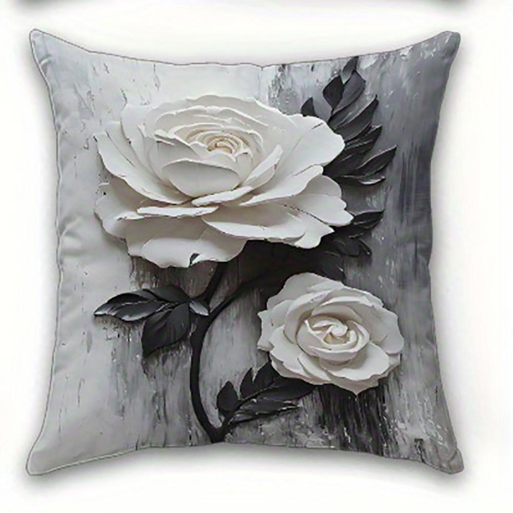 1/4pcs Floral Patterned Pillowcases with 3D Flower Design Sofa Cushion Cover Home Bedroom Room Decoration