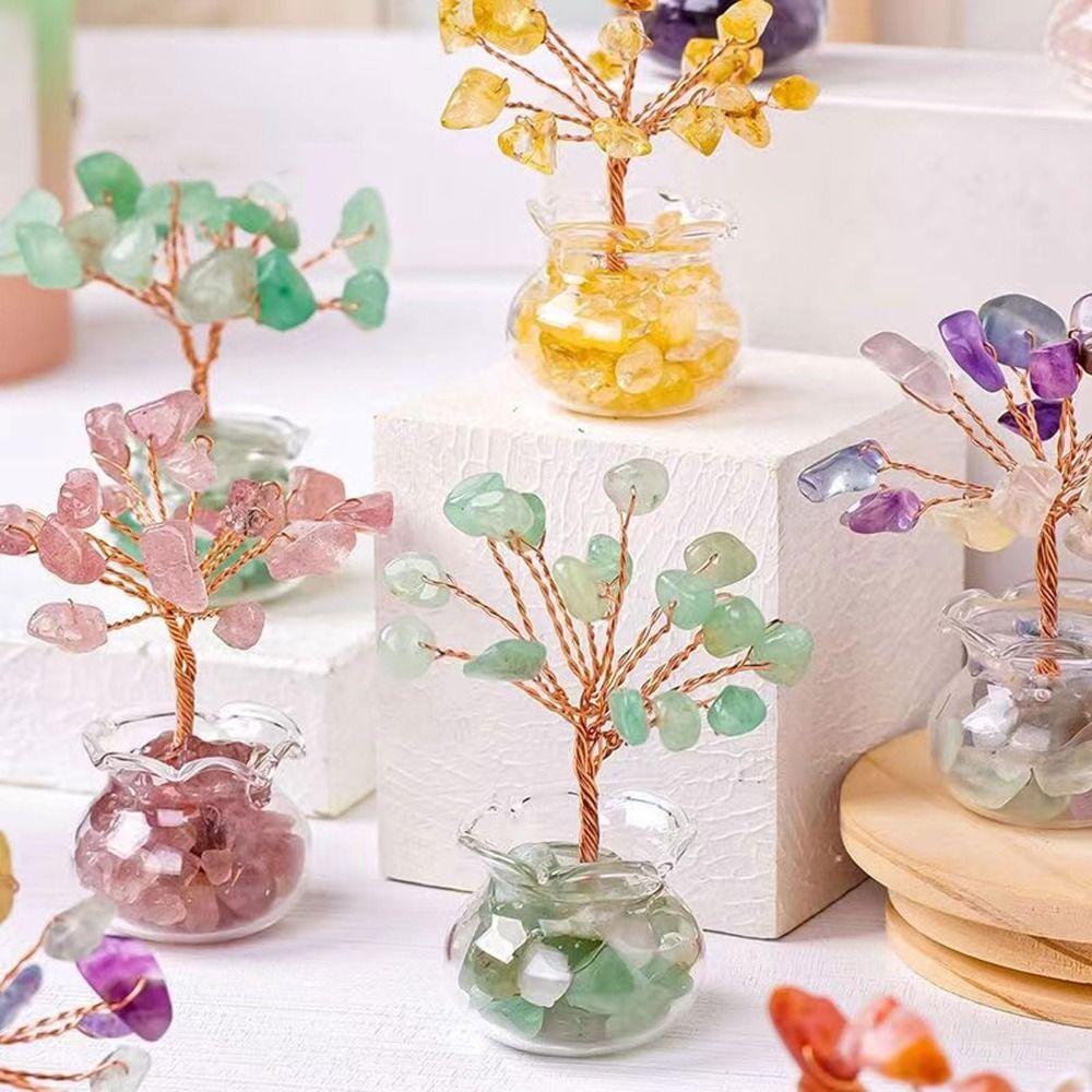 1Pcs Natural Crystal Tree Feng Shui Mini Tree New Artificial Bonsai