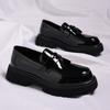 New Men's Casual Fashion Low-top Thick-soled Heightening Leather Shoes Contrasting Color Tassel Large Size