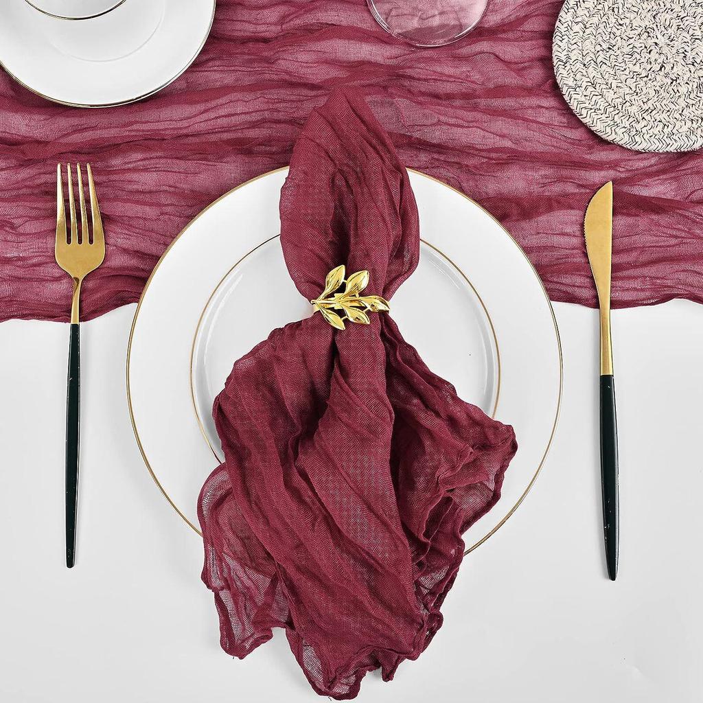 Wrinkled Polyester Crepe Cloth Napkin with Decorative Pleats for Weddings and Parties