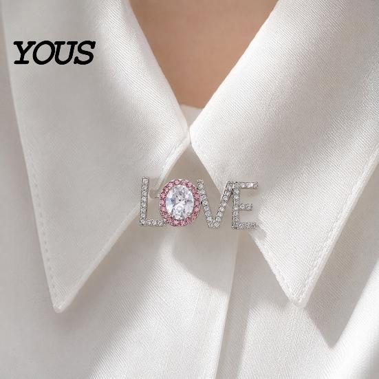 Long-lasting Brooch Women Brooch, Snowflakes LOVE Bouquets Compact Versatile Pin, Lapel Faux Pearl Collar Badge with Imitation Cubic Zirconia