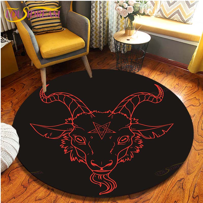 Satan Skull 3D Print Waterproof and Non-slip Circle Cute Floor Rug Round Area Rugs Living Room Children Chair Tent Carpets