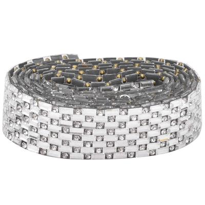 100cm Dichte Strasskette Hotfix Glas Kristallband Kleidungsstück Kleid Tasche Dekoration Weiß 2cm 8 Reihen