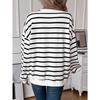Women's Autumn and Winter Oversized Loose Casual Striped Long Sleeve Sweatshirt