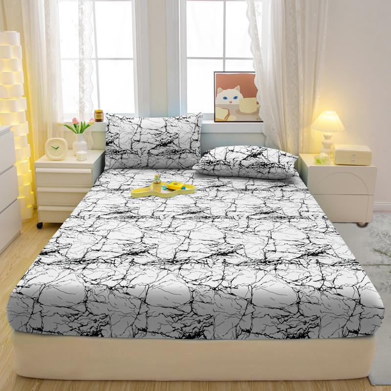 1 Proste Nowoczesne Drukowane Matowe Prześcieradło Dopasowane z Nadrukiem Panterki, Drukowana Narzuta na Łóżko do Sypialni, Pościel (Z wyłączeniem poszewek na poduszki)