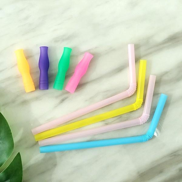Agaphra silicone straw top, mixed colors, 4 pieces
