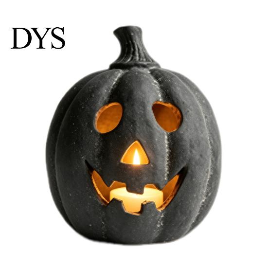 Resin Pumpkin for Home Halloween Candle Holder, Lantern Tealight Holder with Decorative Lanterns Carved Face Fall Farmhouse Table Mantle Decor
