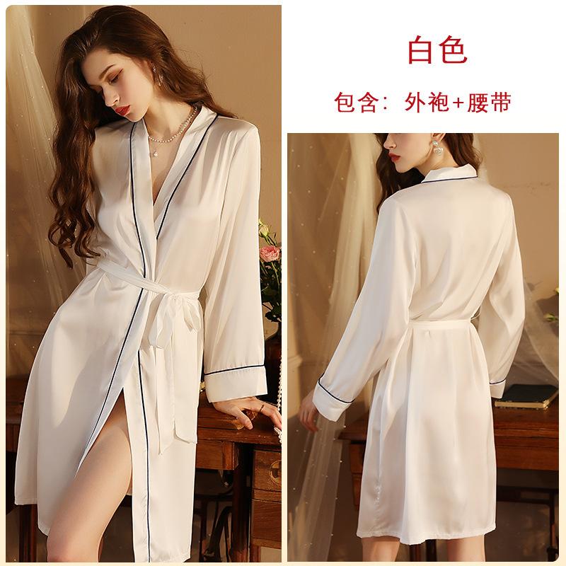 Sexy nightgown long light luxury, women's bathrobe satin wedding bridesmaid dressing gown yukata cardigan loungewear