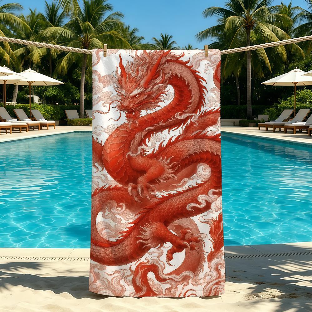 Oriental Dragon Fashion Towel For Outdoor Camping Beach Towel Super Absorbent Quick-Drying Summer Towel
