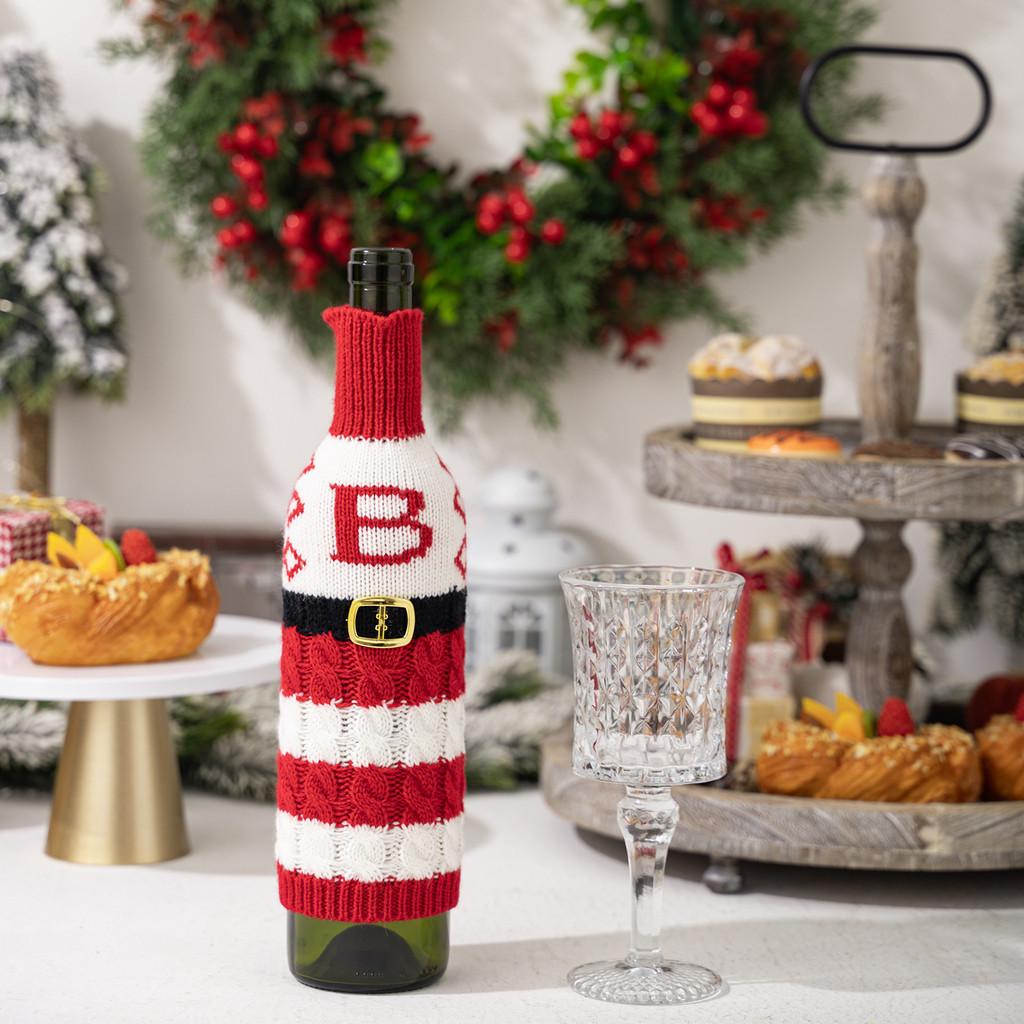 Vibrant And Decorative Knitted Letter Wine Bottle Holder For Christmas Parties And Gifts