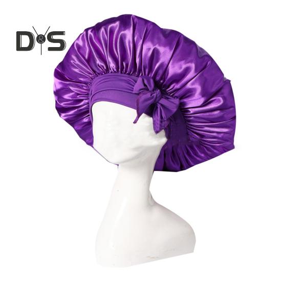 

Атласная шапочка для сна для женщин, двухслойная шапочка из искусственного шелка с завязкой, закручивающаяся на ночь, шапочка для сна для вьющихся волос