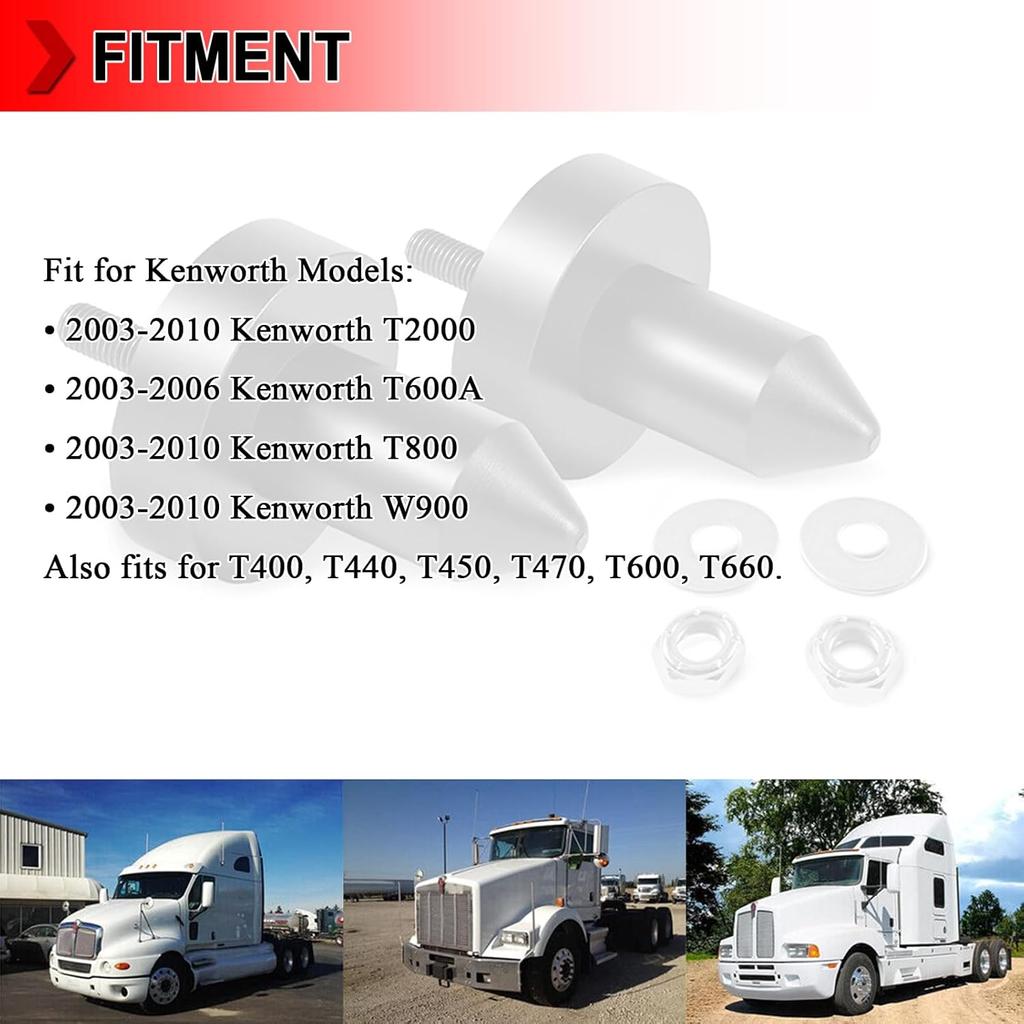 924-5410 Goupilles de capot Kit Poly de douilles pour goupilles de capot Convient pour Kenworth T2000, T400, T440, T450, T470, T600, T660, T800, W900
