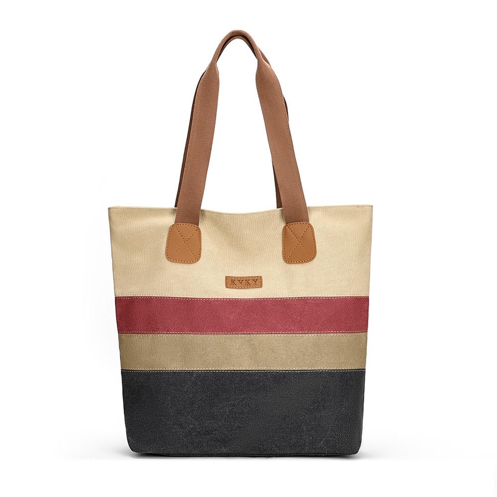 Vintage Canvas Shoulder Bag Women's Portable Tote Bag Tongle Large Capacity Shopping Bag