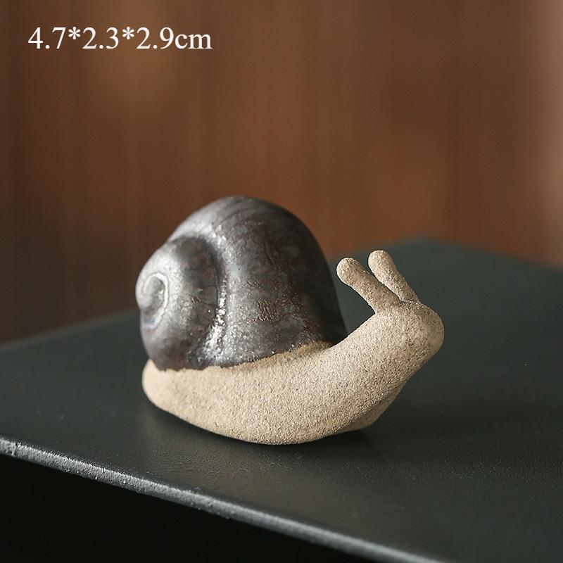 Ceramic Little Snail Tea Pets Ornament Mini Simulation Animal for Home Decor Table Flower Mimi Pet Zen Desk Handmade Decoration