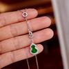 Classic S925 Sterling Silver Green Burmese Jade Gourd Necklace