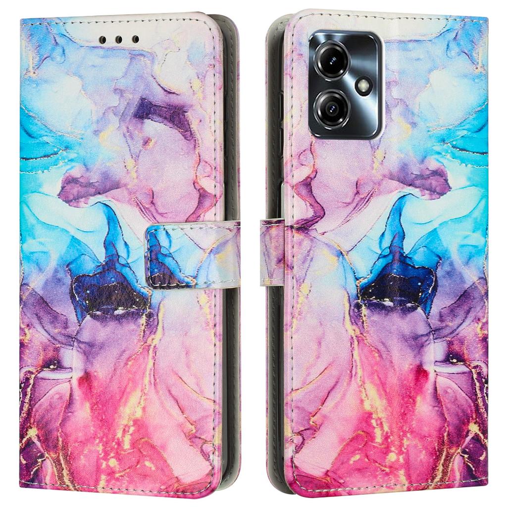 Stand Case for Motorola Moto G54 Power 5G/G14 4G/G54 5G/G64 5G Marble Pattern PU Leather Wallet Phone Cover