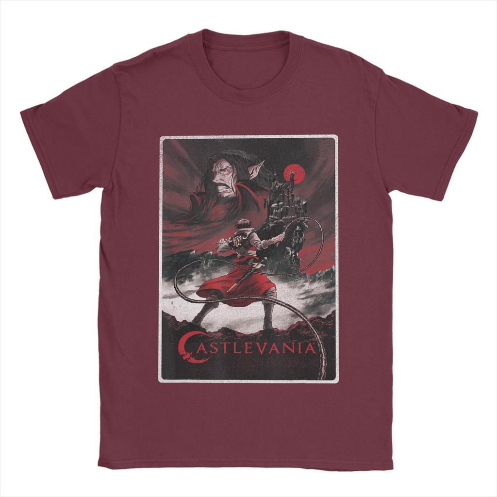 Vintage Castlevania Character Panels TShirts Men Round Collar Pure Cotton T Shirts  Short Sleeve Tees Plus Size Tops