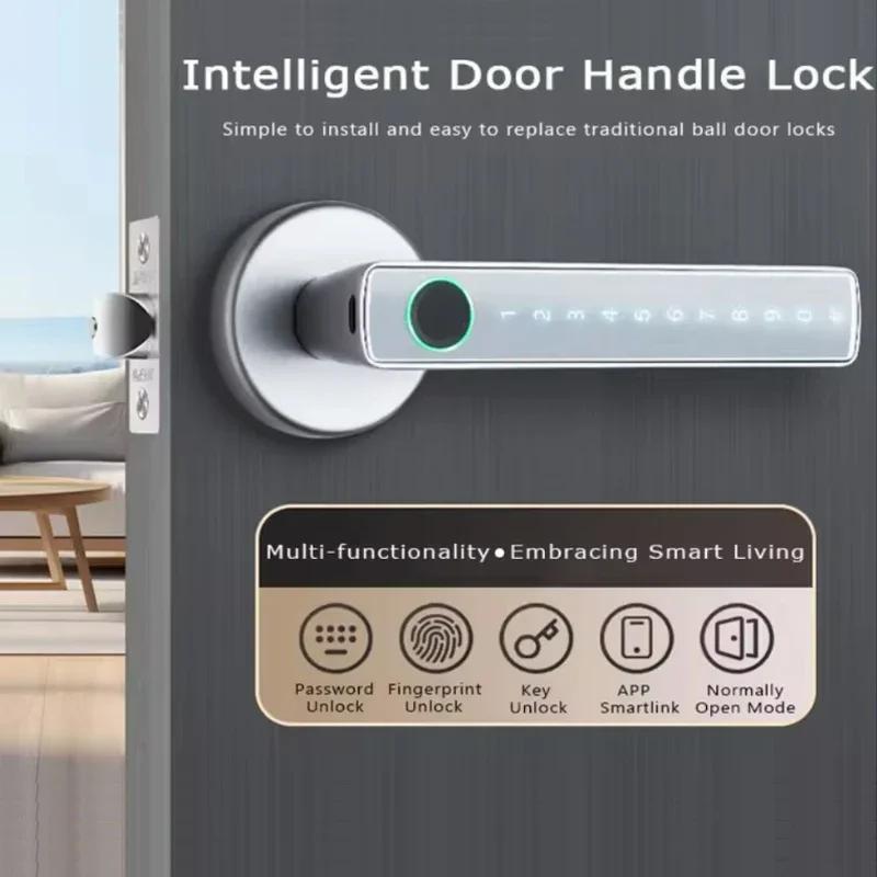 Tuya Smart Fingerprint Door Lock Bluetooth Wireless Password Unlock Keyless Entry Door Lock Home Security Remote Electronic Lock