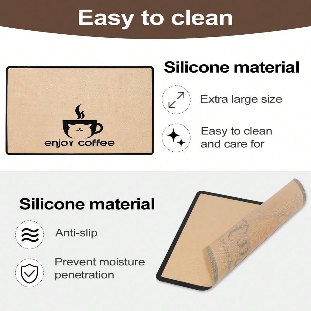 Leeseph Coffee Mat Waterproof Silicone Dish Drying Mat Quick Dry Coffee Mat, Coffee Bar Accessories Fit Under Coffee Pot