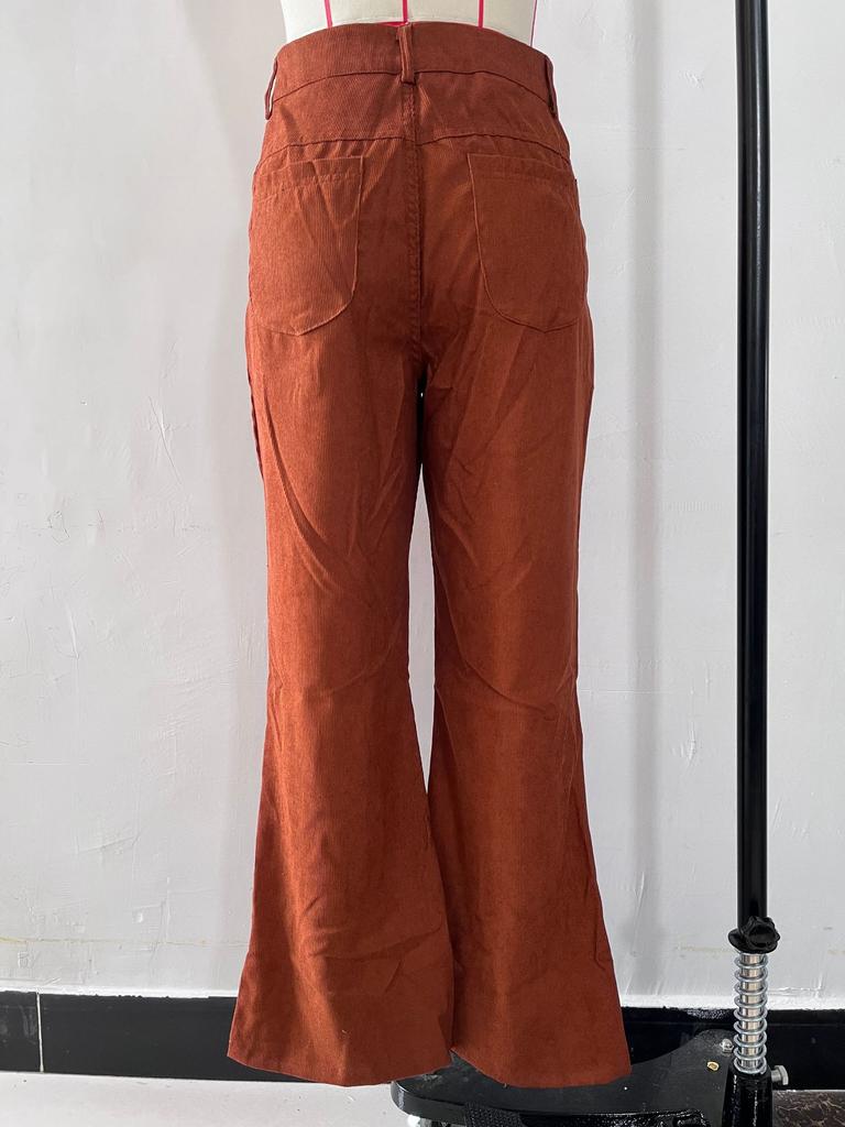 Vårmote Kordfløyel Slengbukser Vide Ben Bukser Dame Ensfarget Casual Komfortable Bukser