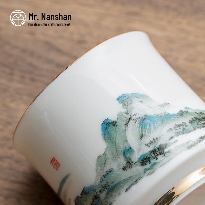 Nanshan Xiansheng Gilded Ceramic Gongfu Master Tea Cup - Thousands of Miles Landscape
