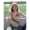 Smudged Striped Swinging Neck V-neck Beautiful Small Suspender Vest for Women's Summer Outer Wear Design Sense, Sleeveless Top Inside