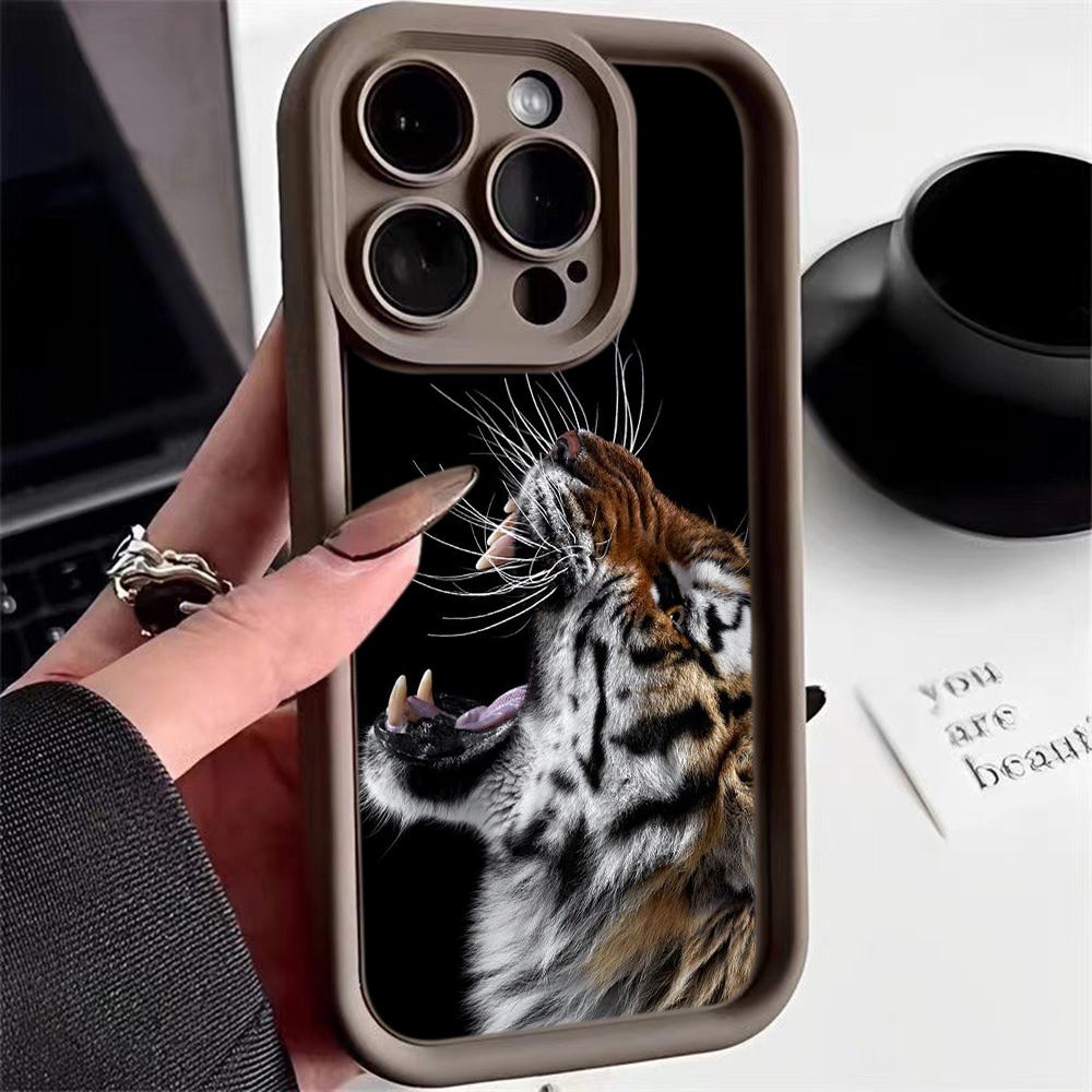 LZ30 Tiger Lion Cat Silicone Phone Case for iPhone 11 13 14 15 16 Pro Max 7 8 16 Plus 12 mini XS Max XR Shockproof Back Cover