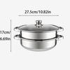 Stainless Steel Double-layer Steaming Pot, Soup Steaming Dual-purpose Pot with Steaming Basket, Thickened 28CM Steaming Pot