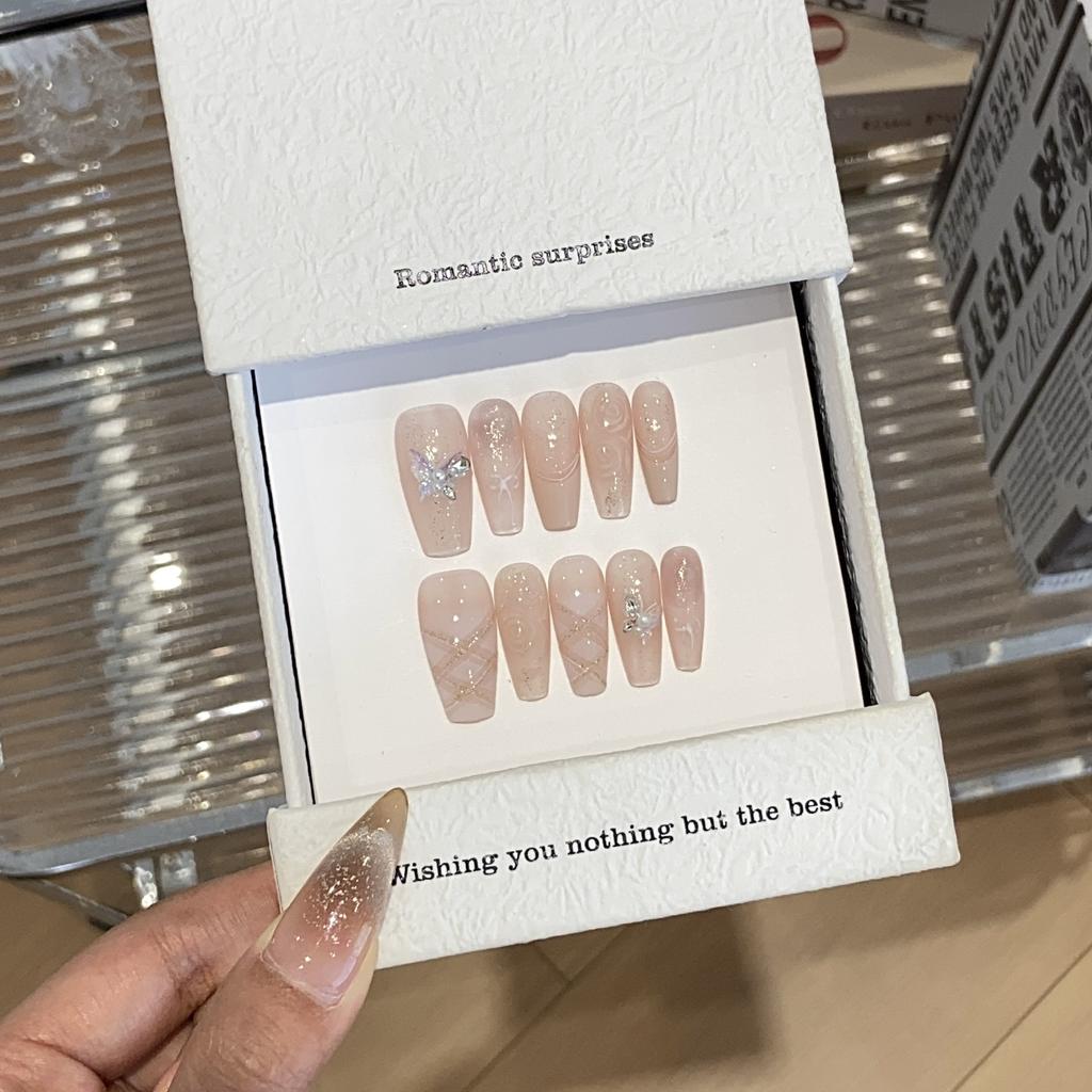 Fresh Peach Butterfly Small Diamond Advanced Hand-painted Nanke Yimeng Removable