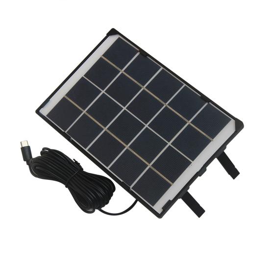 

6W 5V Сонячна Панель Портативна Високоефективна Легка Тип-C Зовнішня Садова Лампа Туристичний Ліхтар Сонячна Плата Зарядного Пристрою для Камери Безпеки з Кабелем 5м чорний