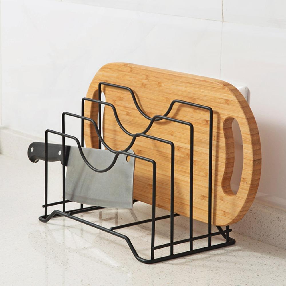 Hollow Design Pan Lid Organizer Multifunctional Cutting Board Holder Kitchen Storage Rack  Cabinet