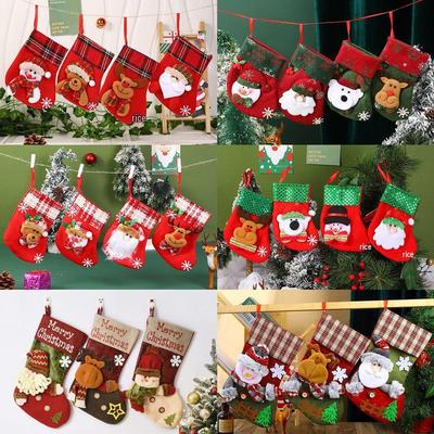 Calza di Babbo Natale 3D con Campanella e Calza Regalo di Natale - Ornamenti