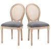 Kitchen Chairs Set of 2, Softly Padded, Vintage Design, Rattan Look, Grey