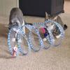 S-Shape Cat Tunnel Toy, Wire Mesh & Gauze Patchwork Design, Foldable With Sound Effect, Suitable For Indoor Family Entertainment & Stress Relief