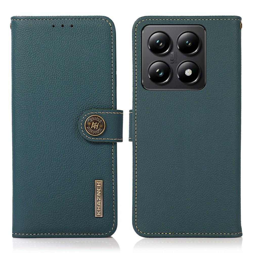 

KHAZNEH Для чохла Xiaomi 14T Pro Гаманець-чохол для телефону з натуральної коров ячої шкіри Green