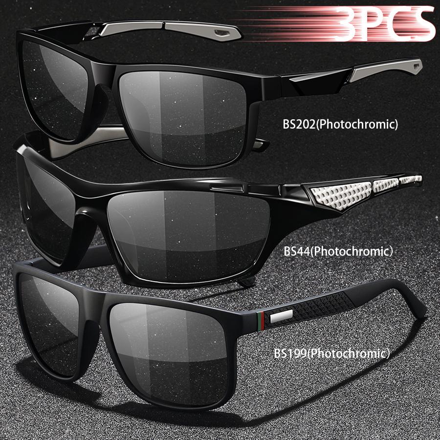 1PCS Photochromic Sports Sunglasses Men Women Vintage Cycling Driving Mountaineering Chameleon UV400 Eyewear