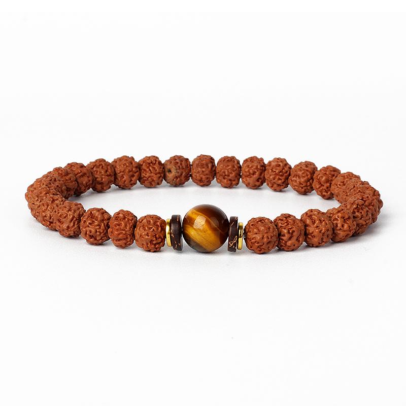 Natural Wood Star Moon Bodhi Seeds Bead Bracelet Promotes Meditation Wisdom & Good Luck Fortune Enlightenment Harmony Jewelry