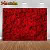 Mocsicka Valentine's Day Background Photography Romantic Love Rose Flower Wall Red Heart Wedding Backdrop Boy Girl Photo Studio
