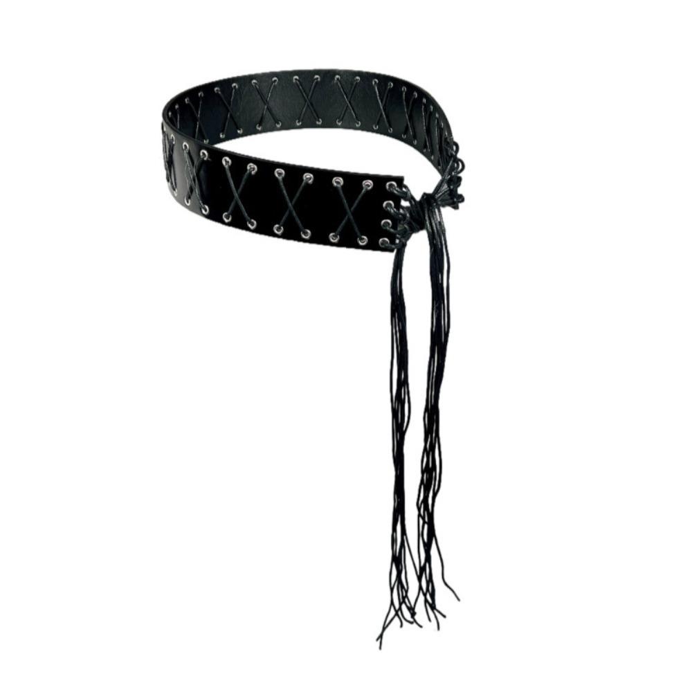 

PU Leather Tassels Pu Belt Punk Style Decorative Waistband Fashion Wide Belt Skirts