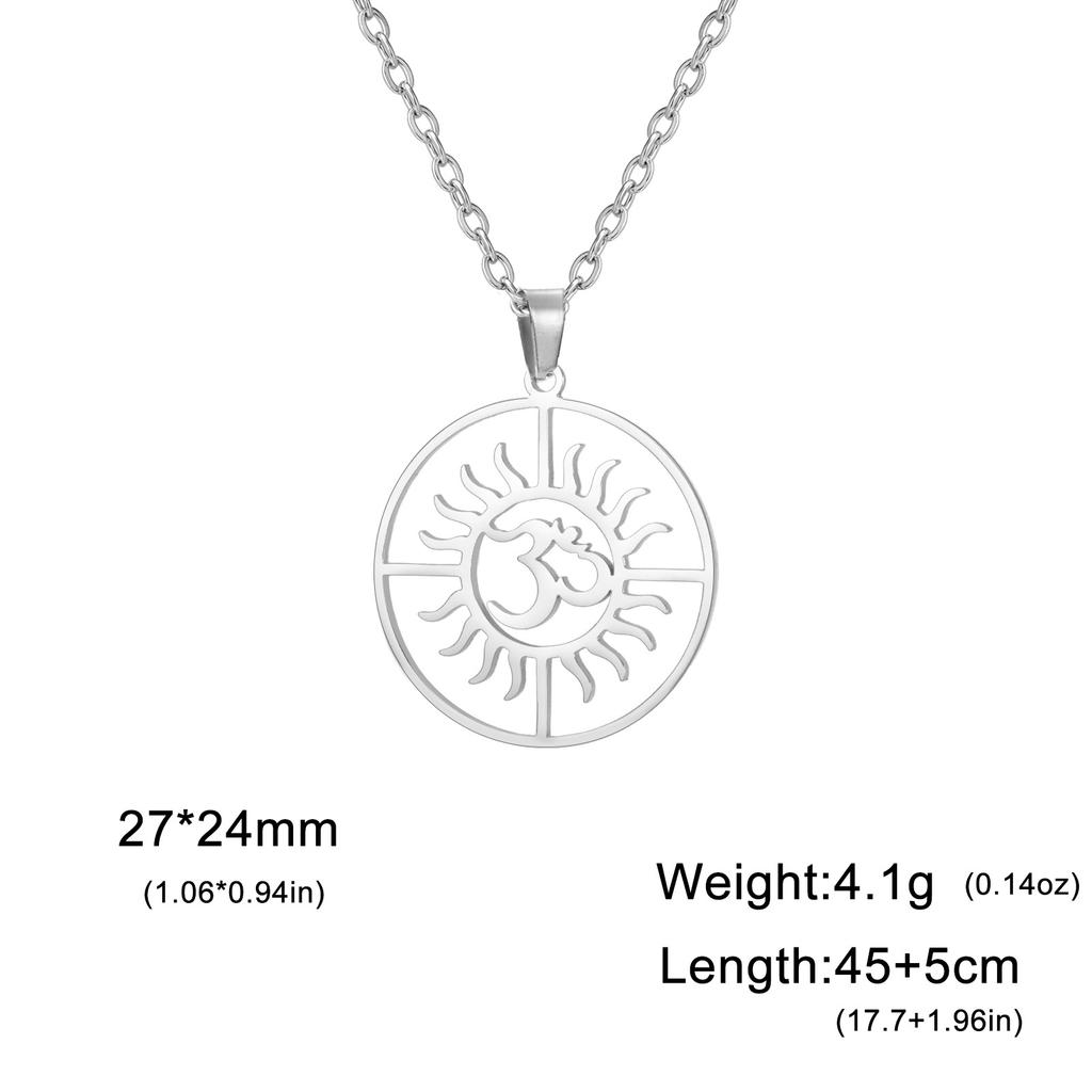 Lotus OM Yoga Pendant Necklace Titanium Steel Women's Jewelry Charm Necklace