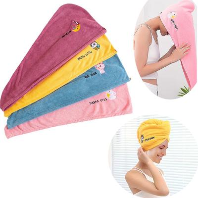 Quickly Dry Hair Hat Super Absorbent Soft Bathroom Women Head Towels With Button Hair Dry Wrap Bonnets Bathroom Supplies