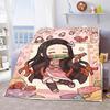 Nezuko Anime Lightweight Flannel Blanket Soft Warm Throw Cozy Blanket for Sofa Bed Home Decor -QJY