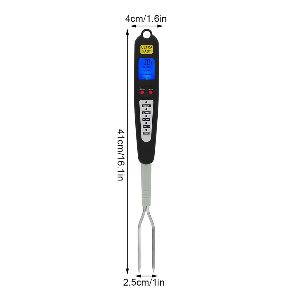 Digital Meat BBQ Thermometer Cooking Fork Instant Read Dual Probe LED Display