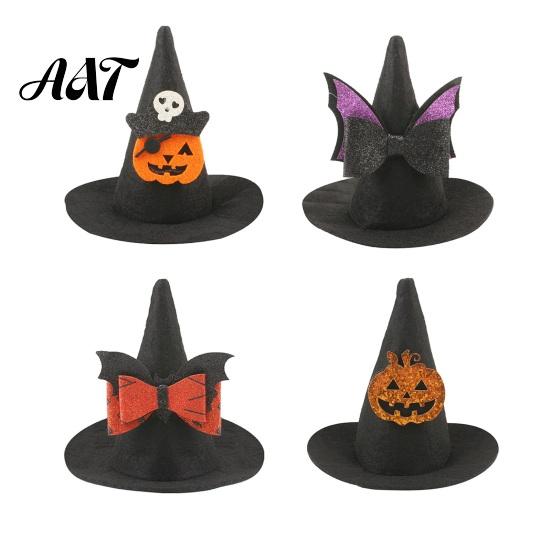 Pet Store Promotional Accessory Halloween Witch Hat, Bows/Pumpkins Decor, Adjustable Felt Cute Cat Hat Costume Accessory, Lightweight Comfortable