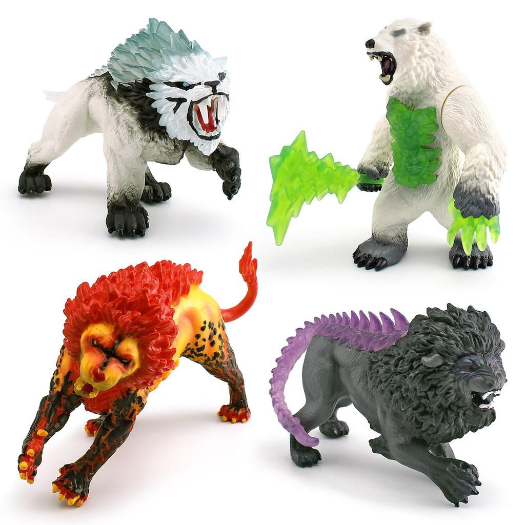 Kids Western Mythological Animal Pvc Figures Collection With Realistic Fire Lion And Ice Bear For Learning