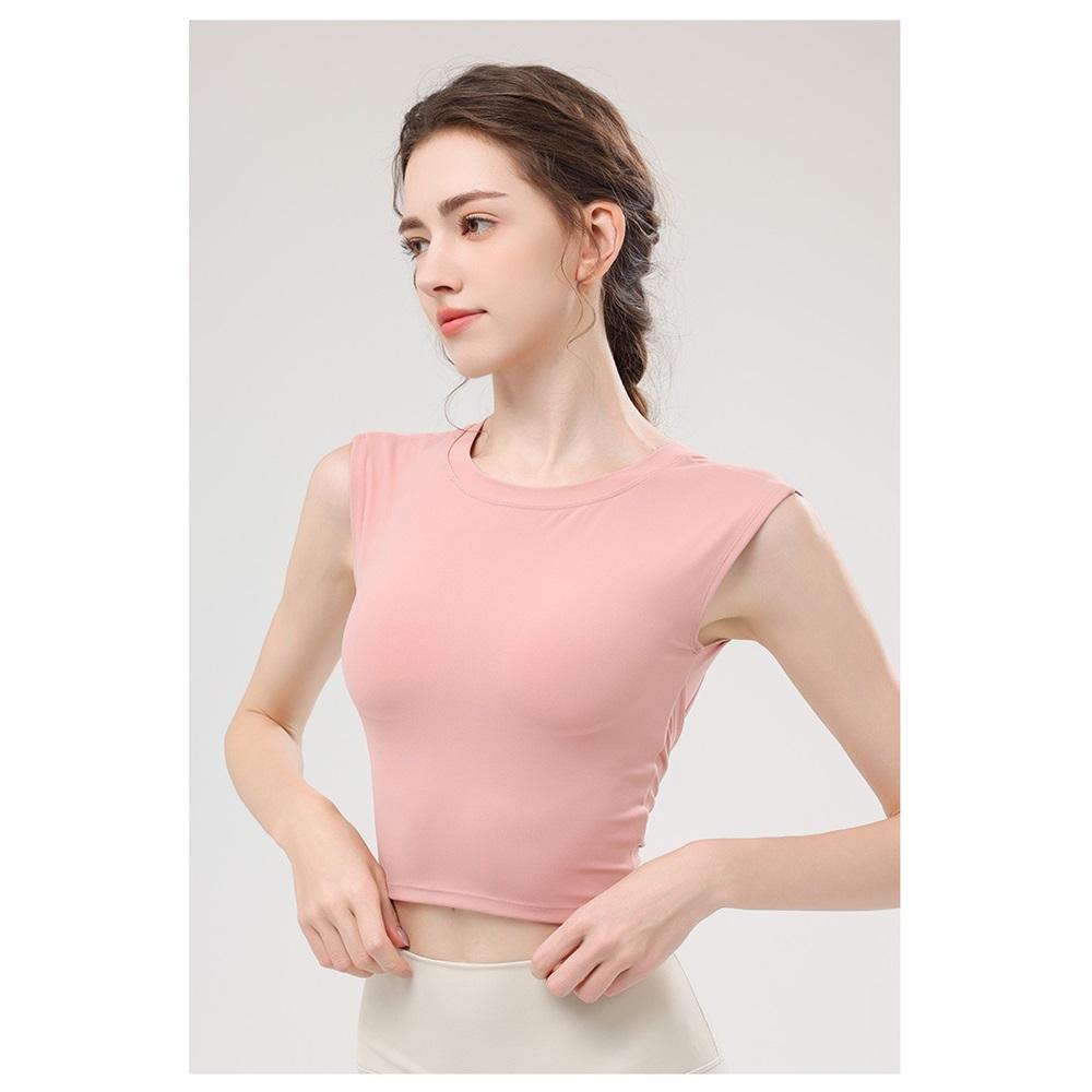 Costum nou de vară pentru yoga, vestă cu cupă pentru piept pentru femei, sport cu mânecă scurtă, spate decupat, top vestă costum yoga cu absorbție a șocurilor