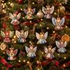 12 pièces Décoration Sapin de Noël Design Coloré Pendentif en Bois en Forme de Fille Décoration de Maison Décoration de Noël Hiver
