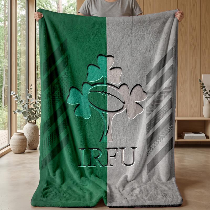 Coperta in Flanella Pile Rugby Irlanda Coperta Calda e Accogliente per Divano Letto Viaggio Uso in Tutte le Stagioni
