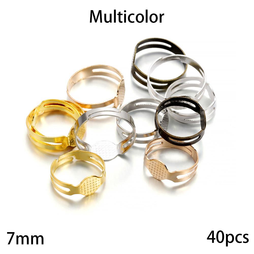 20-40Pcs/lot 7-10mm Metal Adjustable Blank Rings Setting For DIY Handmade Ring Jewelry Making Finding Supplies Accessories