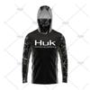 Mens Quick-Dry UPF50 Sun Protection Fishing Shirt With Hood Neck Cover Lightweight Breathable Long Sleeve Tee
